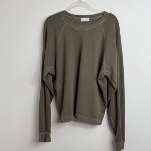 John Elliott Folsom Long sleeve Thermal Crew Top Washed Olive Heavy Mens L (3)